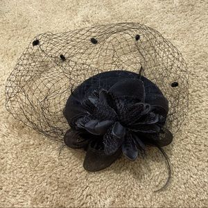 Black fascinator with netting hair clip